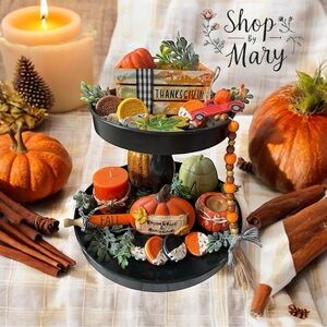 Mini Fall Crate Farmhouse |Tiered tray decor| Fall fake cookies|mini rolling pin